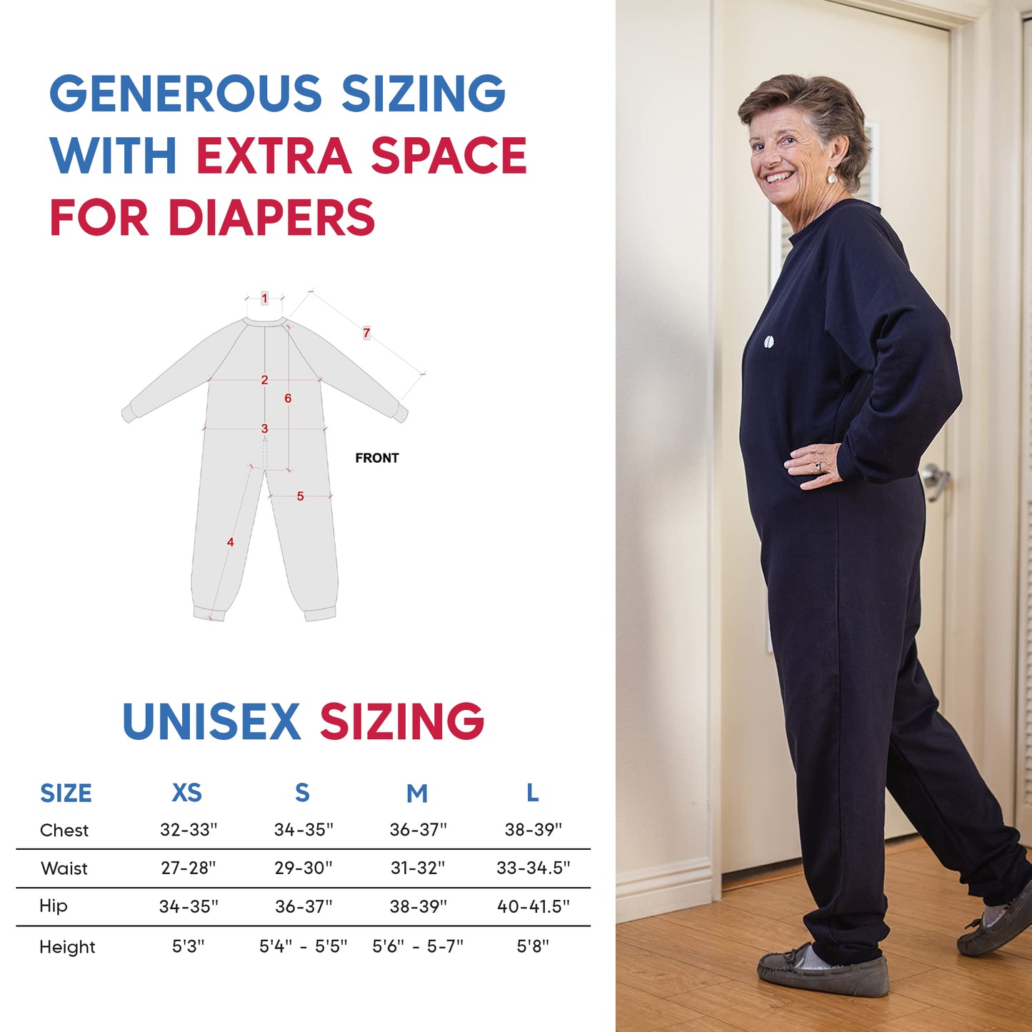 Premium Cotton Anti-Strip & Incontinence Onesie/Jumpsuit - Clothing for Alzheimer's & Dementia